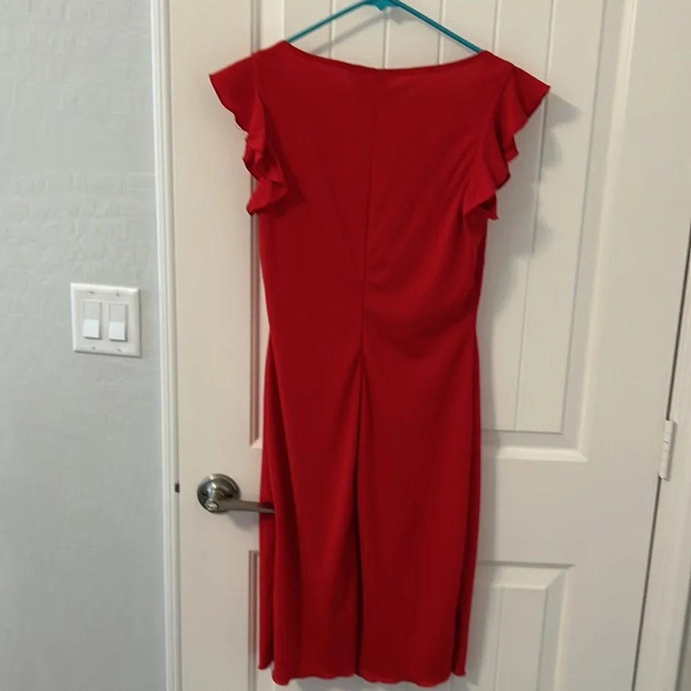 Pretty red relaxing women knee length dress size Medium - Picture 4 of 6
